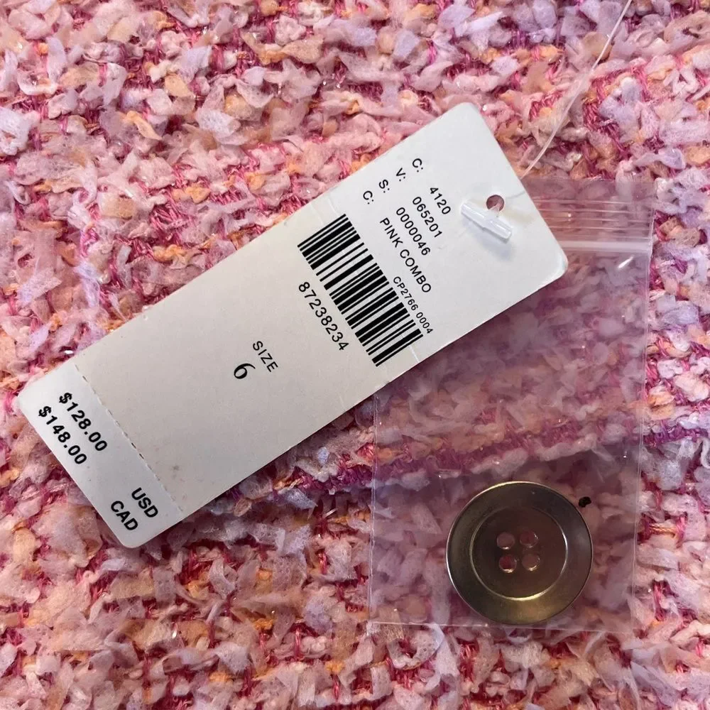 NWT Anthropologie | Maeve Tweed Pink White Weave Mini Skirt‎ Sz 6